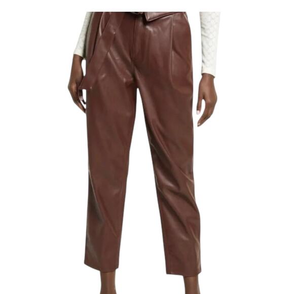 Open Edit Brown Faux Leather Pants Size M New Without Tag Soft Lined Trousers - Picture 2 of 12